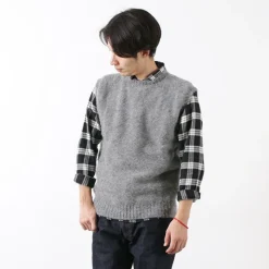 SHETLANDWOOLLENCO / Plain Shaggy Dog Crew Neck Knits Vest