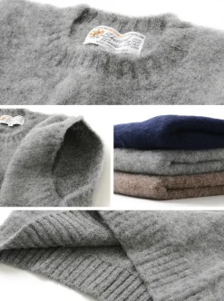 SHETLANDWOOLLENCO / Plain Shaggy Dog Crew Neck Knits Vest