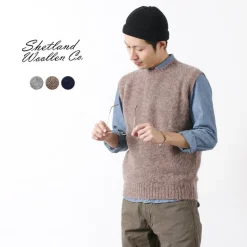 SHETLANDWOOLLENCO / Plain Shaggy Dog Crew Neck Knits Vest