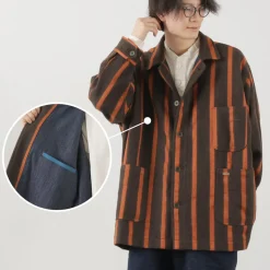 SLOW HANDS / Old School Stripe Loose Fit Coverall Coat