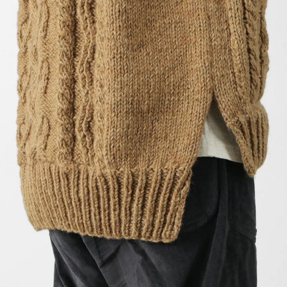 SLOW HANDS / Vegetable Dye Aran Drop Shoulder Knit Vest