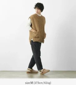 SLOW HANDS / Vegetable Dye Aran Drop Shoulder Knit Vest