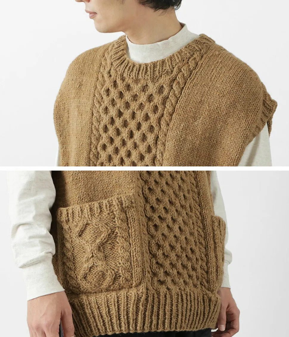 SLOW HANDS / Vegetable Dye Aran Drop Shoulder Knit Vest