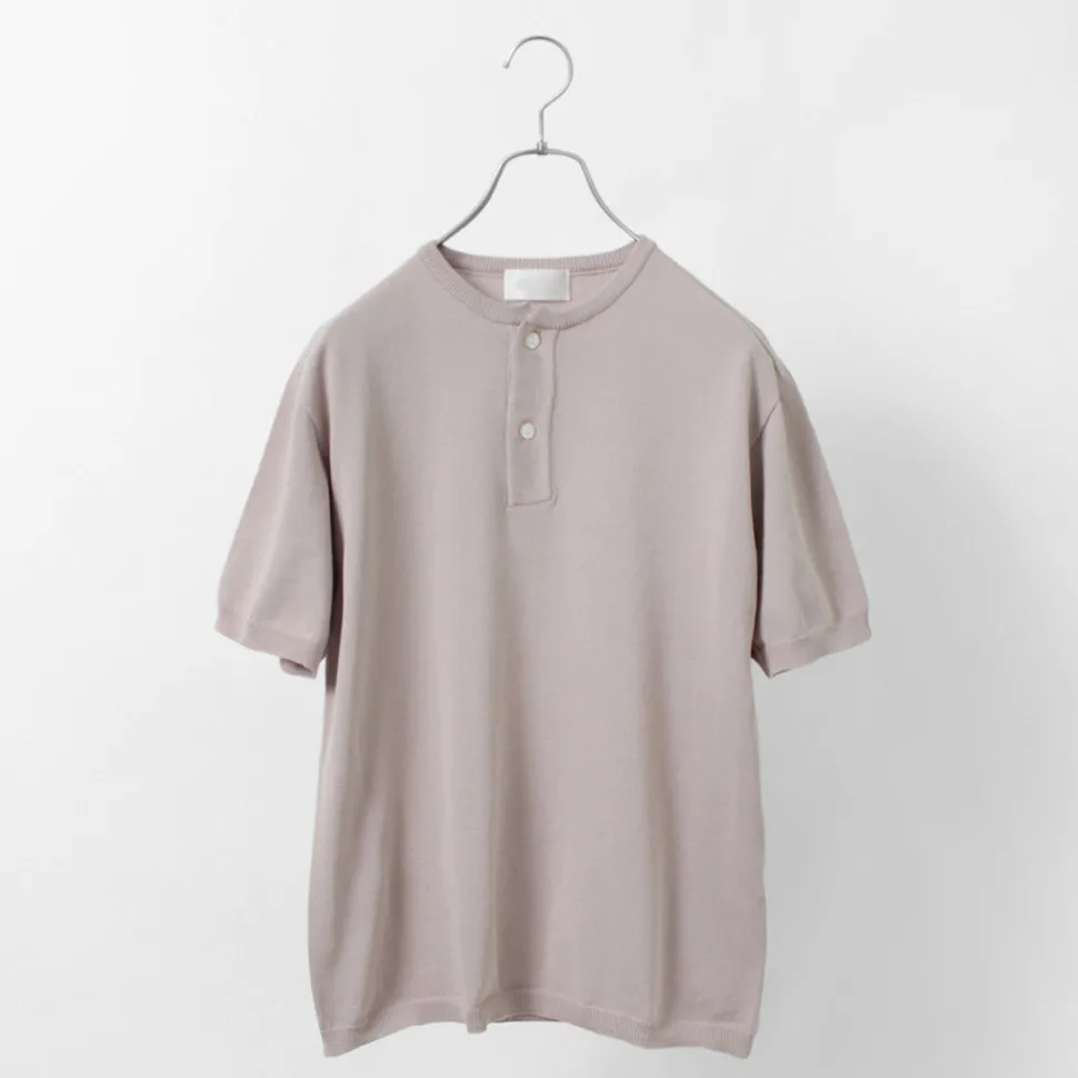 SOGLIA / Cotton Fitted Seamless Henry Neck Knit Tee