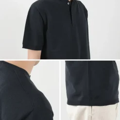 SOGLIA / Cotton Fitted Seamless Henry Neck Knit Tee