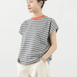 SOGLIA / Open End French Sleeve T-Shirt Striped