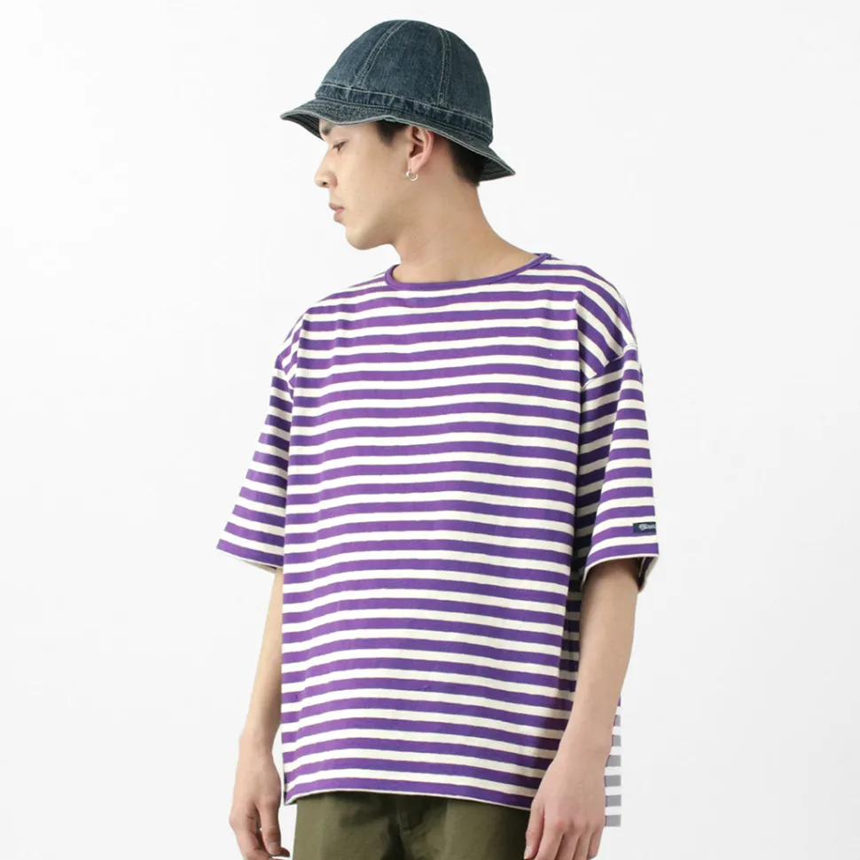 TIEASY / HDCS Big stripe boat-neck T-shirt