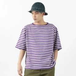 TIEASY / HDCS Big stripe boat-neck T-shirt