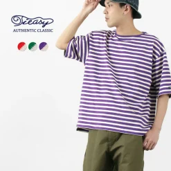 TIEASY / HDCS Big stripe boat-neck T-shirt