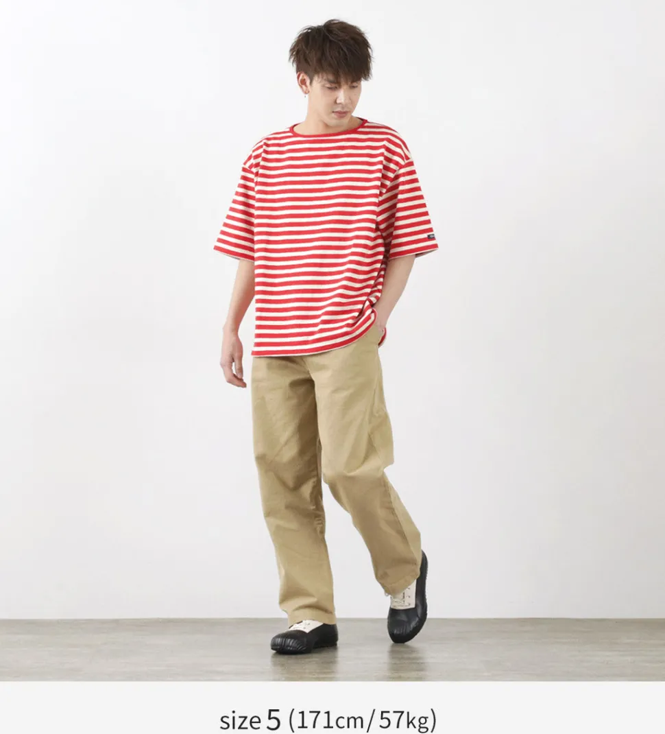 TIEASY / HDCS Big stripe boat-neck T-shirt