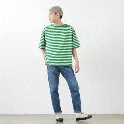 TIEASY / HDCS Big stripe boat-neck T-shirt