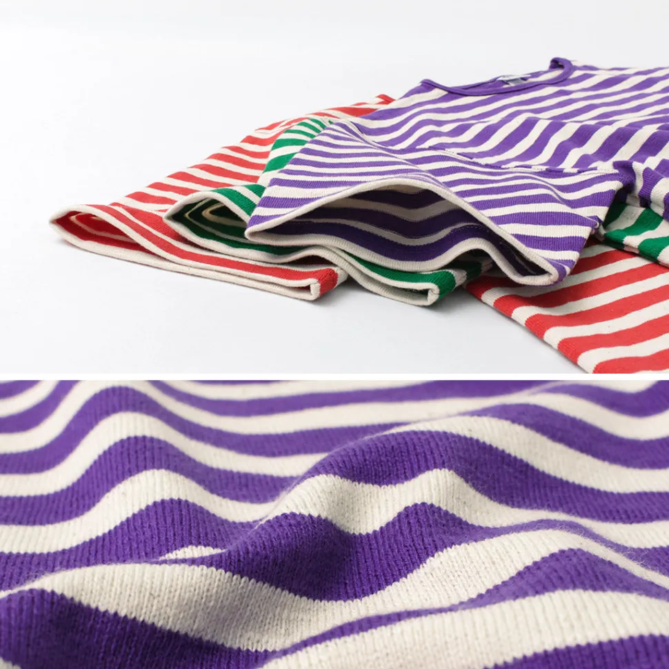 TIEASY / HDCS Big stripe boat-neck T-shirt