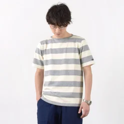 TIEASY / HDCS Boat neck S/S wide stripe basque shirt