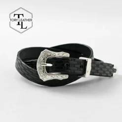 TORY LEATHER / 3/4 inch Western Belt Basket Weave