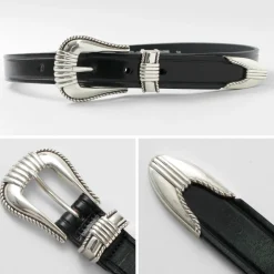 TORY LEATHER / 3 Piece Silver Buckle Belt