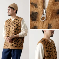 TOWN CRAFT / Shaggy Vintage Pattern Zipped Vest
