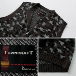TOWN CRAFT / Shaggy Vintage Pattern Zipped Vest