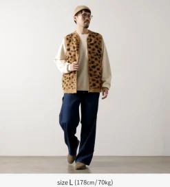 TOWN CRAFT / Shaggy Vintage Pattern Zipped Vest