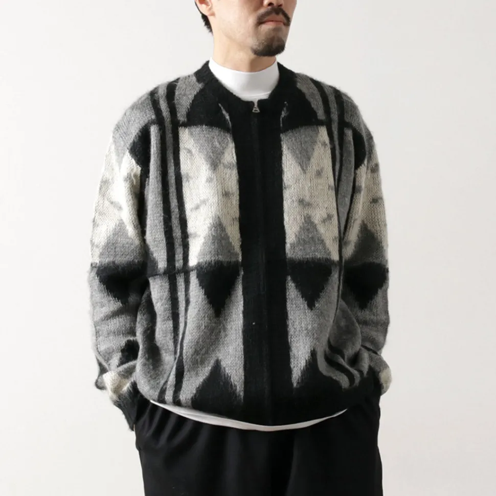 TOWN CRAFT / Vintage Jacquard Zip Cardigan