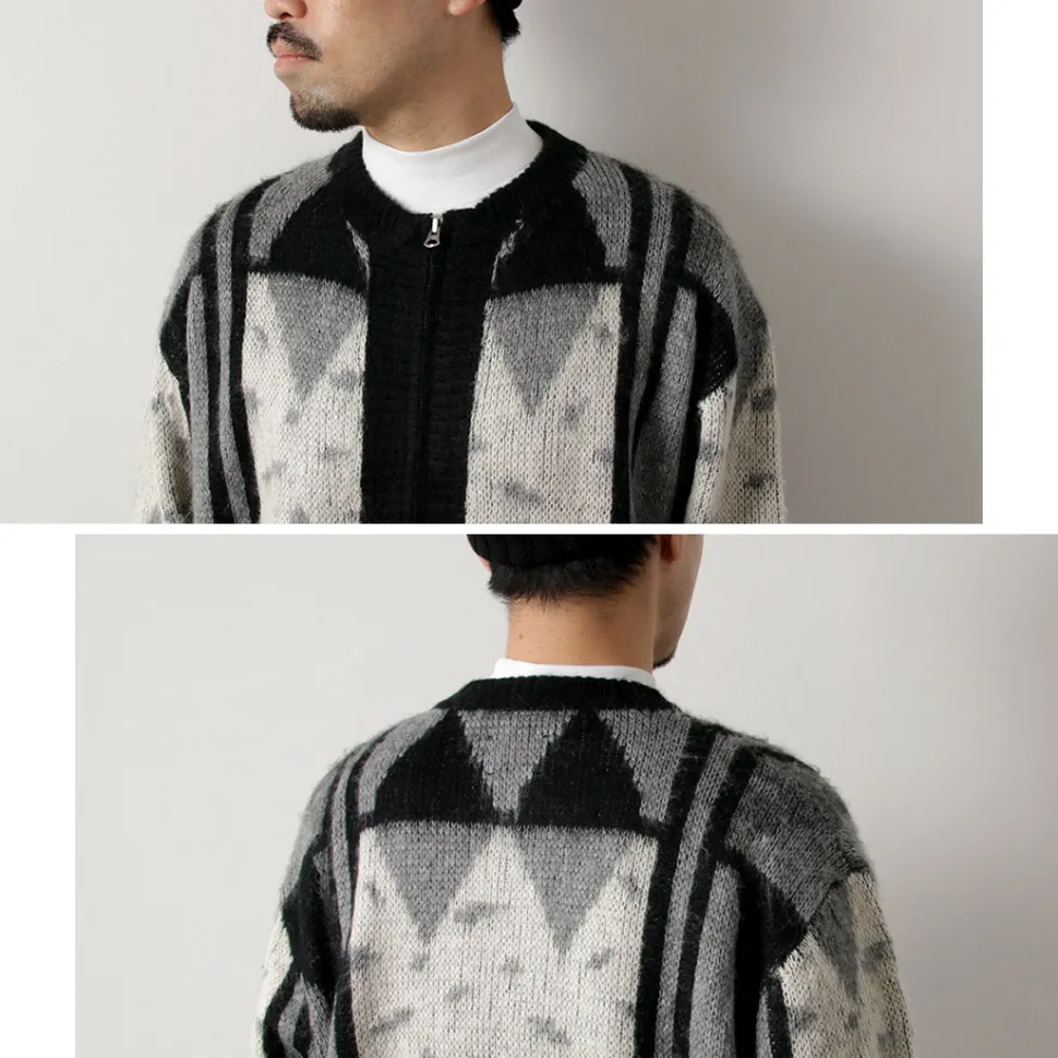TOWN CRAFT / Vintage Jacquard Zip Cardigan