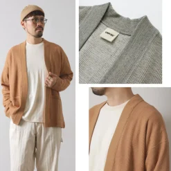 UNDYED / Waffle Cardigan Colored Organic Cotton