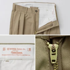 UNIVERSAL OVERALL / Heritage T/C Relaxed 2-Tuck Trousers STONE CARVER
