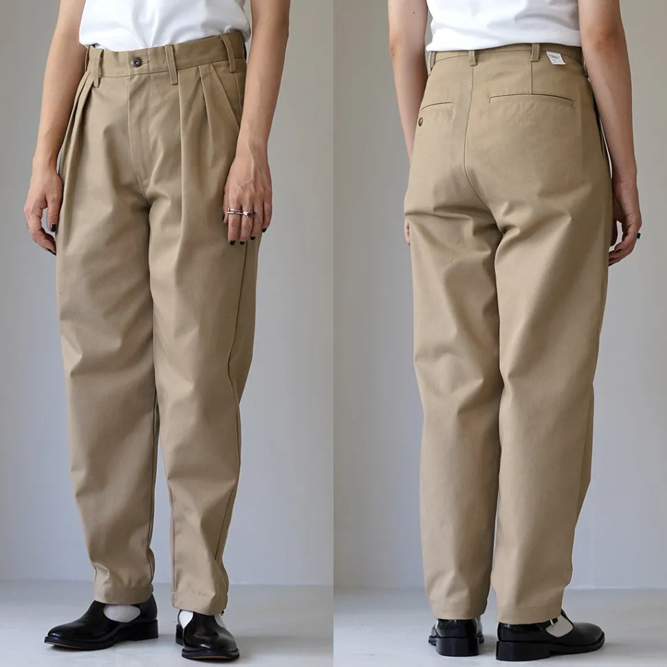 UNIVERSAL OVERALL / Heritage T/C Relaxed 2-Tuck Trousers STONE CARVER