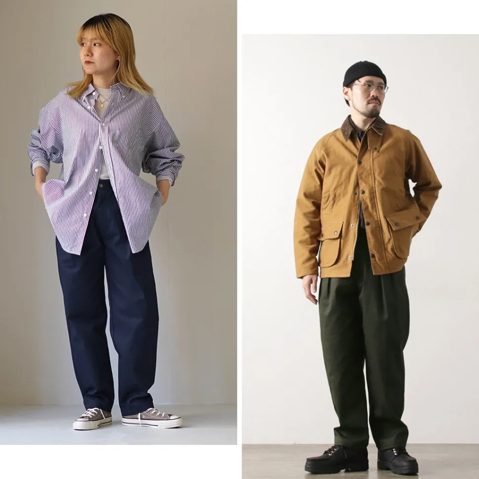 UNIVERSAL OVERALL / Heritage T/C Relaxed 2-Tuck Trousers STONE CARVER