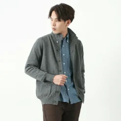 WILLIAM LOCKIE / Lambs Wool Turtleneck Cardigan