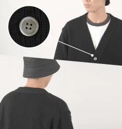 YONETOMI NEW BASIC / Soft lamb wool knit cardigan