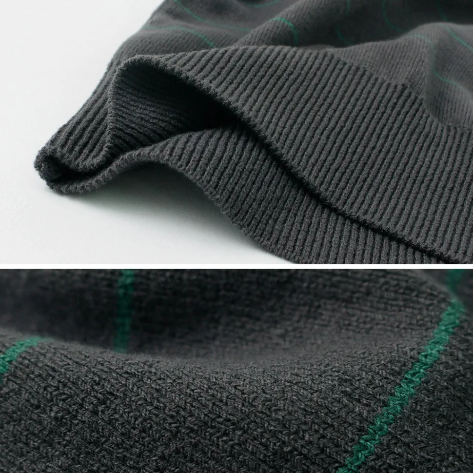 YONETOMI NEW BASIC / Wave Cotton Knit Pullover Striped