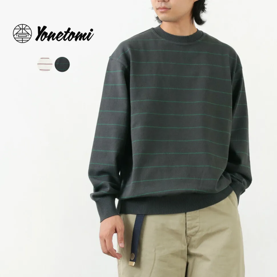 YONETOMI NEW BASIC / Wave Cotton Knit Pullover Striped