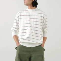 YONETOMI NEW BASIC / Wave Cotton Knit Pullover Striped